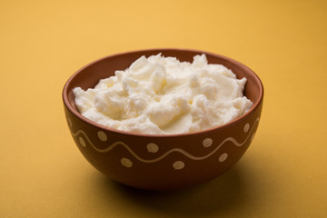 Homemade white Butter or Makhan/Makkhan in Hindi, served in a bowl. selective focus