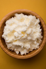 Homemade white Butter or Makhan/Makkhan in Hindi, served in a bowl. selective focus
