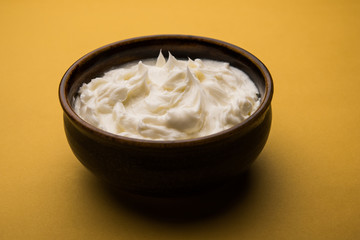 Homemade white Butter or Makhan/Makkhan in Hindi, served in a bowl. selective focus