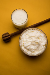 Homemade white Butter or Makhan/Makkhan in Hindi, served in a bowl. selective focus