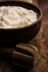 Homemade white Butter or Makhan/Makkhan in Hindi, served in a bowl. selective focus