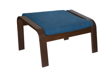 Comfortable wooden chair blue on a white background. Isolate.