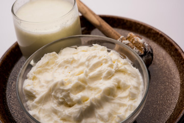 Homemade white Butter or Makhan/Makkhan in Hindi, served in a bowl. selective focus