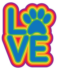 Love Paw Rainbow Colors