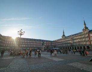 Fototapeta na wymiar Plaza Mayor with statue of King Philips III in Madrid, Spain