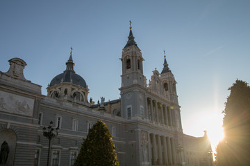 Fototapeta na wymiar Madrid, Spain: the Cathedral of Saint Mary the Ryoal of La Almudena