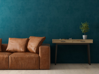 Interior of modern living room with chair 3D rendering