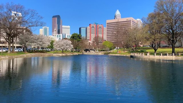 Charlotte, North Carolina  skyline on a beautiful  spring day