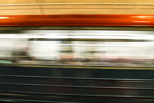 Moving subway cars as a background blur © kvdkz