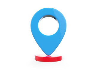 Blue color GPS icon 3d render image