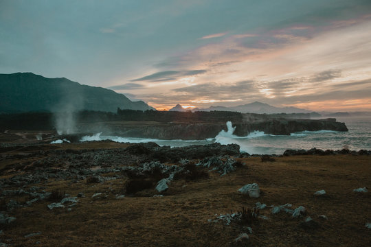 High coast near stormy water