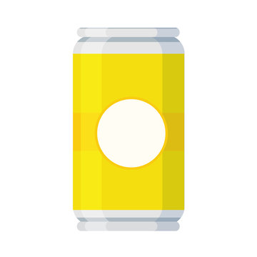 Beer can in cartoon flat style on white, stock vector illustration