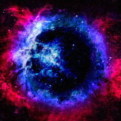 Abstract space background. Stars of a planet and galaxy in a free space. Colorful space background....