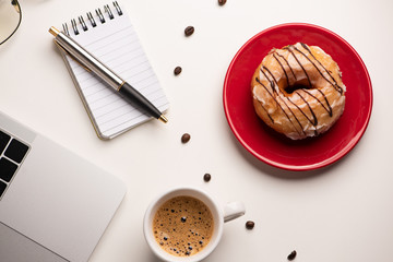 Donuts on working desk