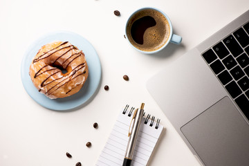 Donuts on working desk