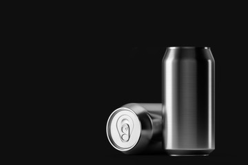 Blank beer, cola, soda aluminium black can mockup on background. With place for your design and branding.