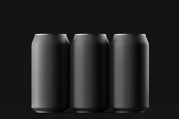 Blank beer, cola, soda aluminium black can mockup on background. With place for your design and branding.