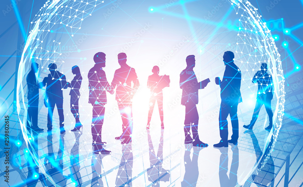 Poster global digital interface and business team