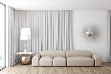 White stylish living room interior