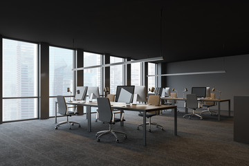 Gray panoramic office corner