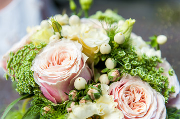 bouquet of light pink roses in close up