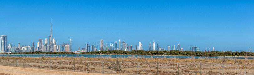 Fototapeta premium Dubai City Skyline, Residential and Business Skyscrapers in Downtown, Dubai, UAE
