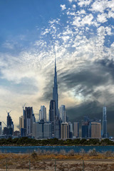 Fototapeta premium Dubai City Skyline, Residential and Business Skyscrapers in Downtown, Dubai, UAE