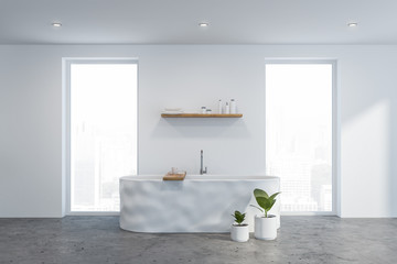 Modern light bathroom interior.