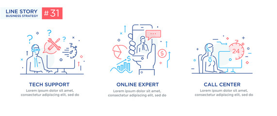 Set of illustrations concept with business concept. Workflow, growth, graphics. Business development, milestones, start-up. linear illustration Icons infographics. Landing page site print poster. Eps 