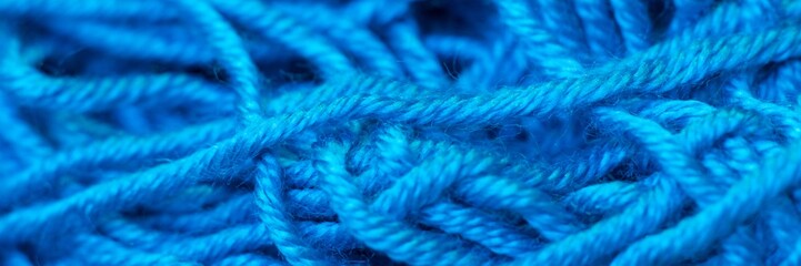 Blue cotton on sewing detail background