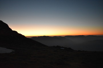 Sunrise on behind mountains