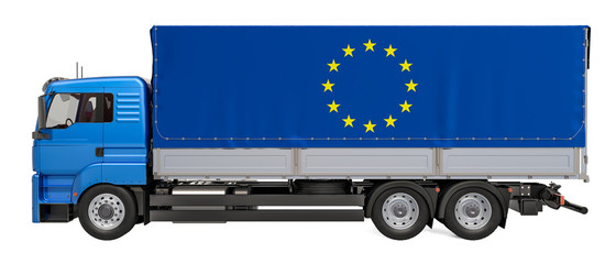 Cargo Delivery in the EU concept, 3D rendering