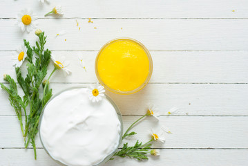 Calendula cream and white moisturizer
