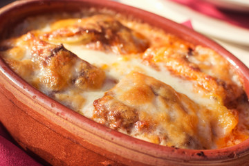 lasagne baked in earthenware