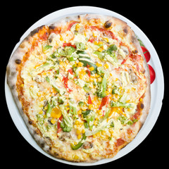 Pizza Veggie Deluxe Teller Draufsicht freigestellt