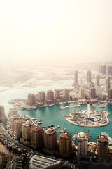 Doha, the capital of the state of Qatar. View from the airplane