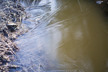 Ice in the winter. Dead water. Cold. The beginning of spring. Ice texture. Beauty of nature. Simple...