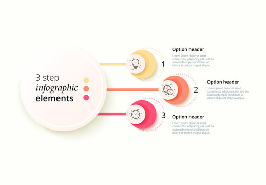 3 Step Infographic with Red, Yellow, and Orange Accents
