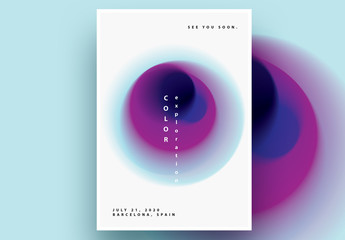 Abstract Poster Layout with Blue and Purple Gradient Blurred Circle