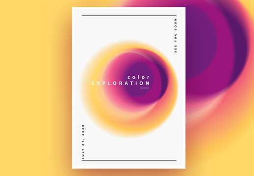 Abstract Poster Layout with Pink and Yellow Gradient Blurred Circle