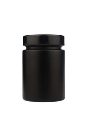 dark black jar with cap isolated on white