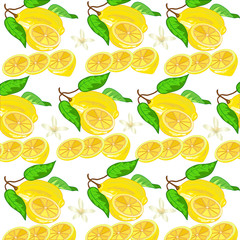 Lemon pattern with flowers and slices
