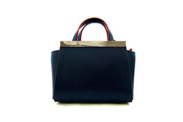 luxury dark blue leather holding female fashion hand bag