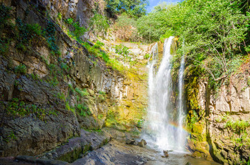 Fototapeta na wymiar Waterfall in historical center of old Tbilisi, Georgia