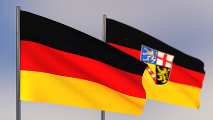 Saarland 3D flag waving in wind.