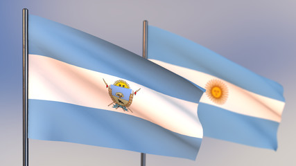 La Pampa 3D flag waving in wind.
