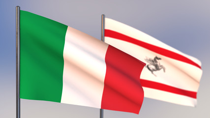 Tuscany 3D flag waving in wind.