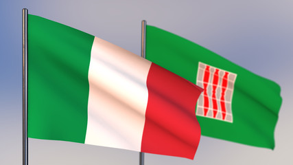 Umbria 3D flag waving in wind.