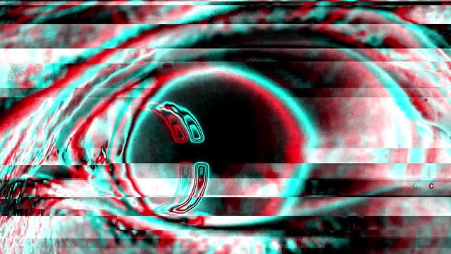 Spooky human eye with glitch effect as horror mystery and psychopathy concept