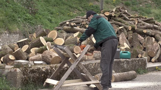 Tron&ccedil;onnage de bois de chauffage